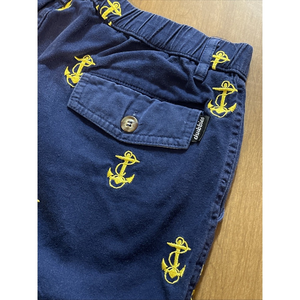 Chubbies USA All Over Embroidered Anchors Shorts Men Large Navy Blue Beach Boat